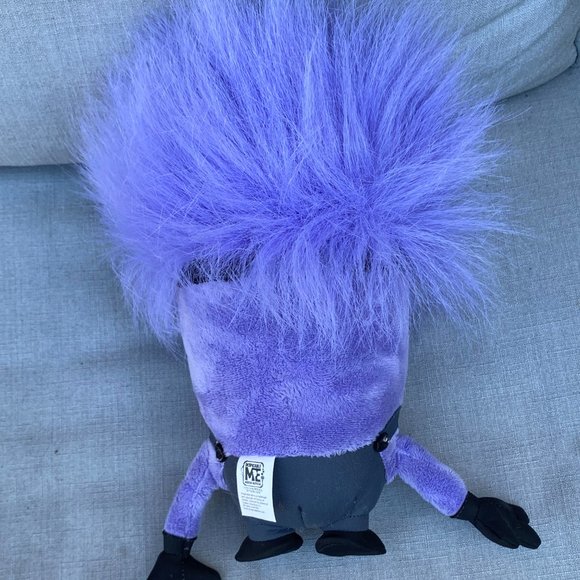 UNIVERSAL STUDIOS DESPICABLE Me ONE 1 Eye Purple MINION PLUSH Crazy Hair - Picture 10 of 12